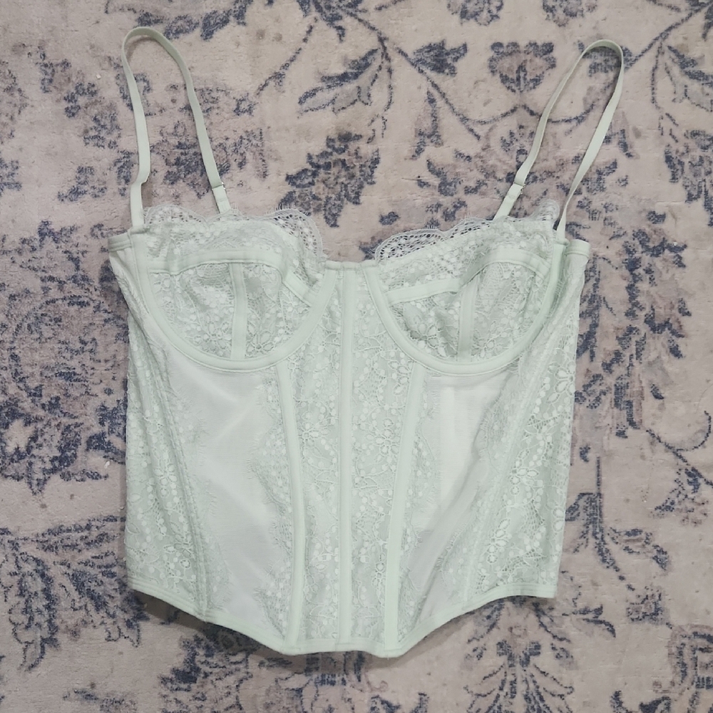 Urban Outfitters Mint Lace Corset Tank Top